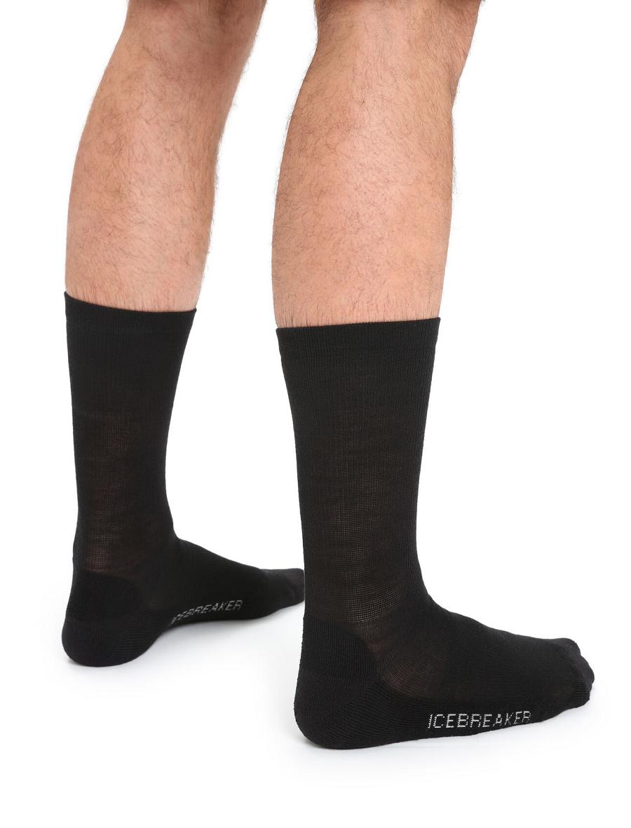 Black Men's Icebreaker Merino Lifestyle Light Crew Socks | USA 1048ILHS